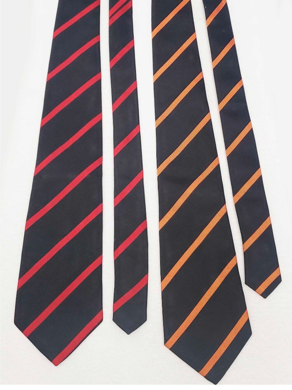 Turnbull & Asser Men's Set of 2 Striped Silk Ties Black Orange Red